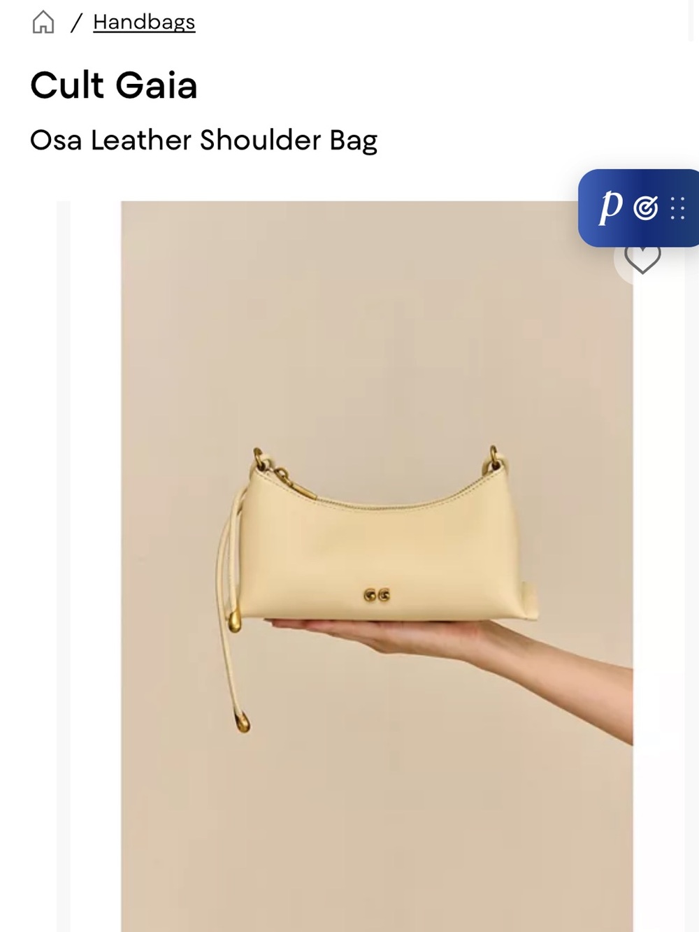 cult gaia Osa Shoulder Bag in Buttercream-Sculptural Leather Handle $498 MSRP - Picture 4 of 4